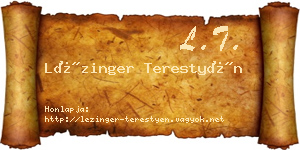 Lézinger Terestyén névjegykártya